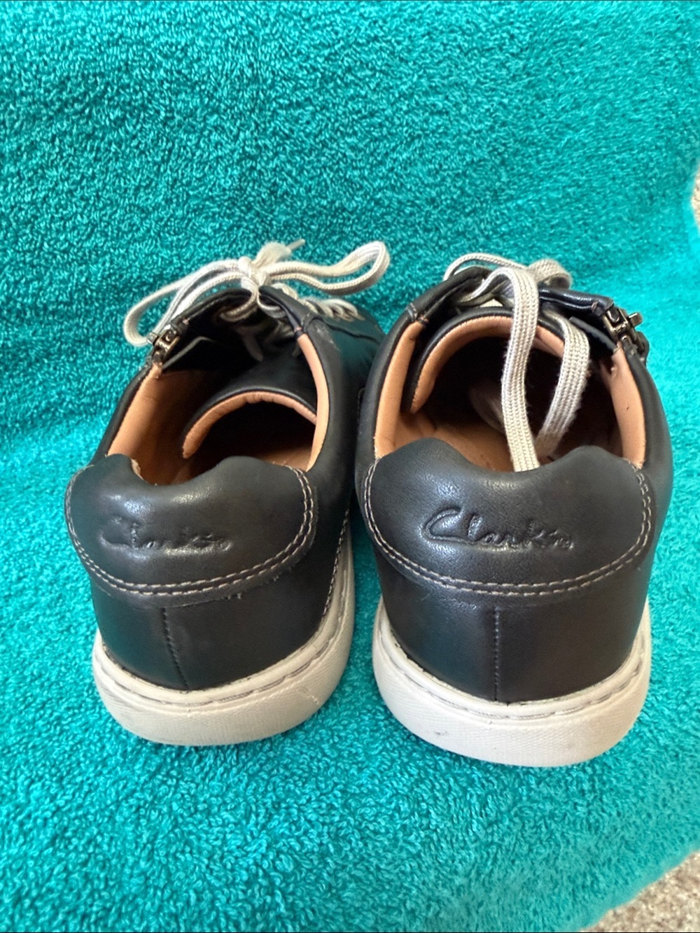 Women’s Black Leather Low-Top Sneakers with Gray Soles and side zipper - Picture 3 of 6